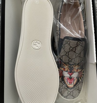 Angry cat Gucci slide on sneakers