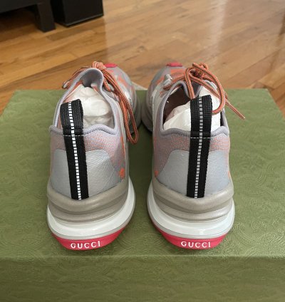 Brand New Gucci Run Sneakers Grey Orange Red sz 6 5 7