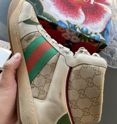 Brand New Limited Edition Distressed Washed GG Logo Sneaker