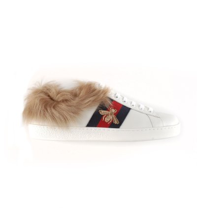Gucci Ace Fur Inside Bee Sneakers Shoes Sz UK7 USA7 EUR41