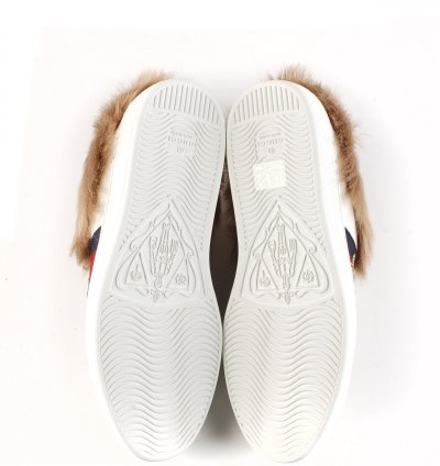 Gucci Ace Fur Inside Bee Sneakers Shoes Sz UK7 USA7 EUR41