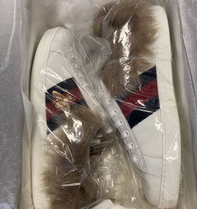Gucci Ace Fur Inside Bee Sneakers Shoes Sz UK7 USA7 EUR41