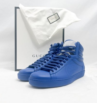 Gucci Ace High Top Sneakers Interlocking GG Blue