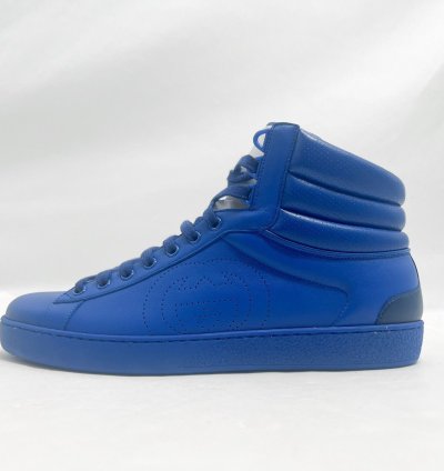 Gucci Ace High Top Sneakers Interlocking GG Blue