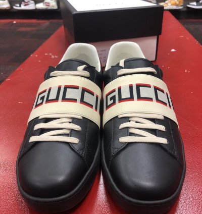Gucci Ace Stripe Black Cream Low-Top Sneakers