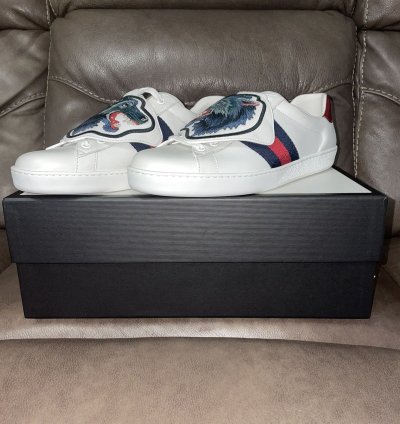 Gucci Ace Wolf Patch Sneaker Size 8 5