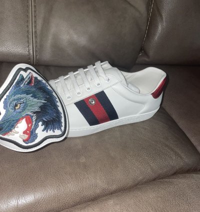 Gucci Ace Wolf Patch Sneaker Size 8 5