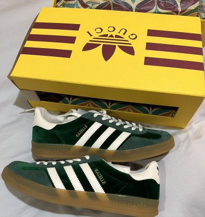 Gucci Adidas Gazelle Green Low-Top Sneakers