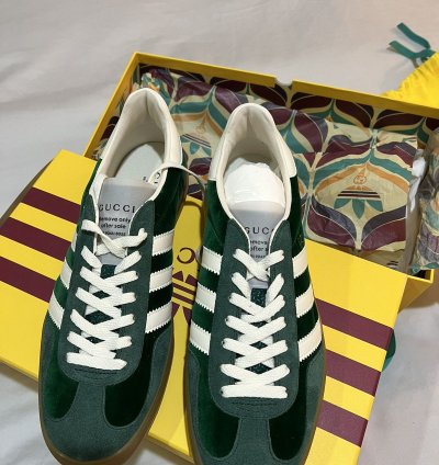 Gucci Adidas Gazelle Green Low-Top Sneakers