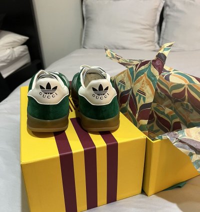 Gucci Adidas Gazelle Green Low-Top Sneakers