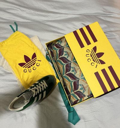 Gucci Adidas Gazelle Green Low-Top Sneakers