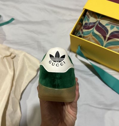 Gucci Adidas Gazelle Green Low-Top Sneakers