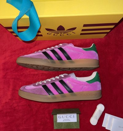 Gucci Adidas Gazelle Pink Low Suede Sneakers