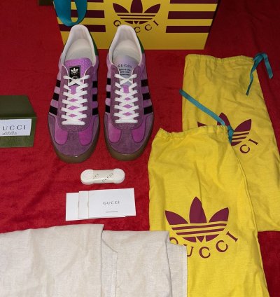 Gucci Adidas Gazelle Pink Low Suede Sneakers