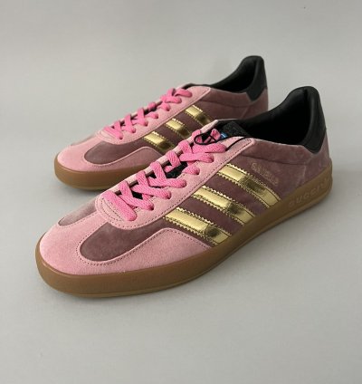 Gucci Adidas Gazelle Pink Velvet Sneakers