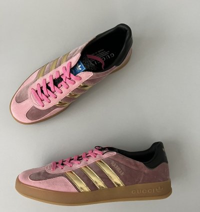 Gucci Adidas Gazelle Pink Velvet Sneakers