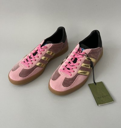 Gucci Adidas Gazelle Pink Velvet Sneakers