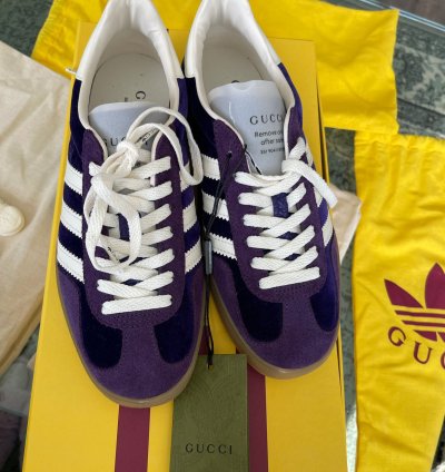 Gucci Adidas gazelle purple velvet