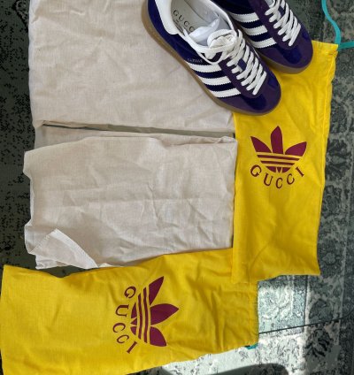 Gucci Adidas gazelle purple velvet