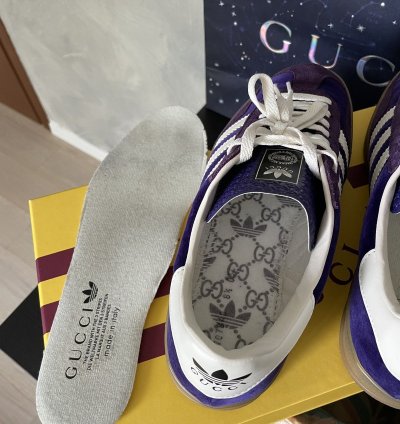 Gucci Adidas Gazelle Purple Velvet New