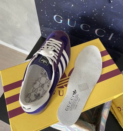 Gucci Adidas Gazelle Purple Velvet New