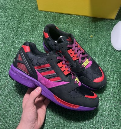 GUCCI ADIDAS ZX 8000 TORSION BLACK GG MONOGRAM Size 8 5