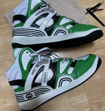 Gucci Basket High Black White Green 661301-2SH90-3760