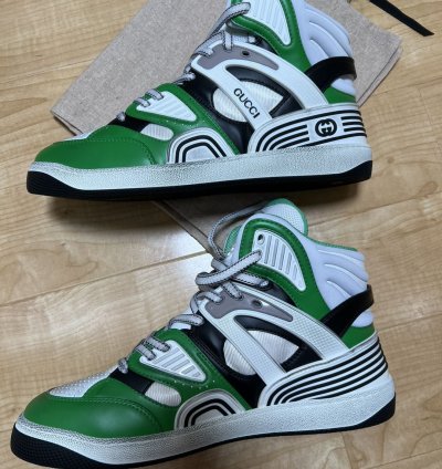 Gucci Basket High Black White Green 661301-2SH90-3760