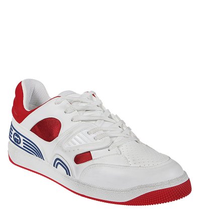 Gucci Basket Low-Top Sneakers White Red