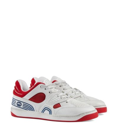 Gucci Basket Low-Top Sneakers White Red