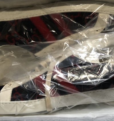 Gucci BNIB Navy Red Wool GG Ace Sneaker