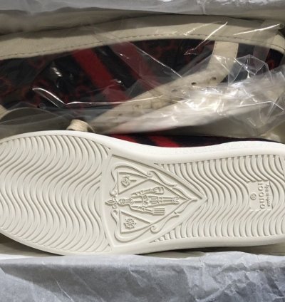 Gucci BNIB Navy Red Wool GG Ace Sneaker