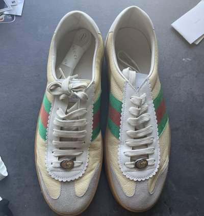 Gucci calfskin suede sweet web sneakers
