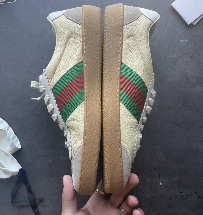 Gucci calfskin suede sweet web sneakers