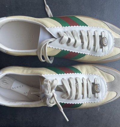 Gucci calfskin suede sweet web sneakers