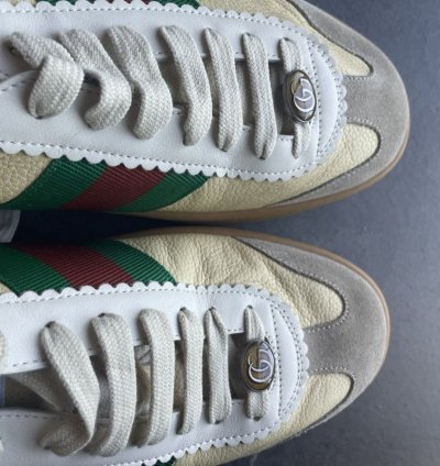 Gucci calfskin suede sweet web sneakers