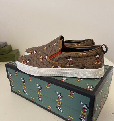 Gucci Disney GG Monogram Mickey Mouse Slip-Ons