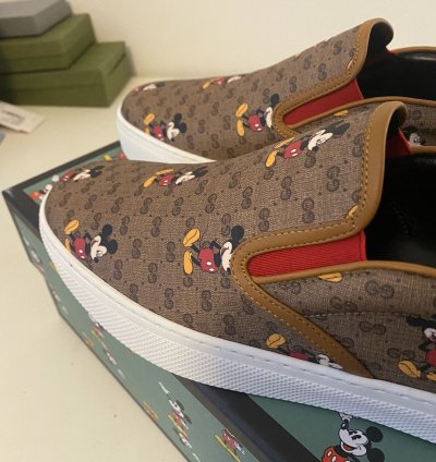 Gucci Disney GG Monogram Mickey Mouse Slip-Ons