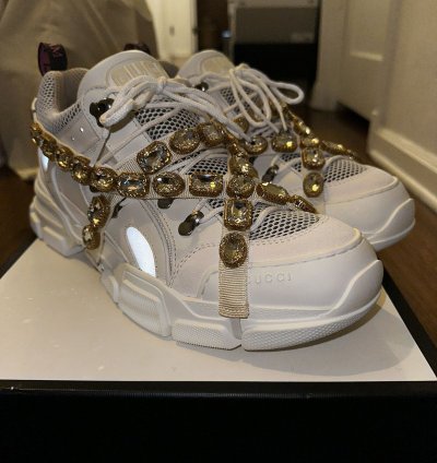 Gucci Flashtrek Crystal and Leather Sneaker