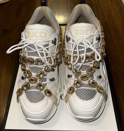 Gucci Flashtrek Crystal and Leather Sneaker