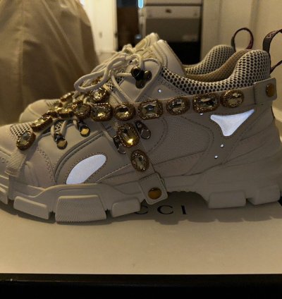 Gucci Flashtrek Crystal and Leather Sneaker