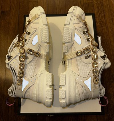 Gucci Flashtrek Crystal and Leather Sneaker