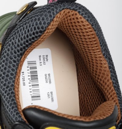 Gucci Flashtrek Crystal Black and Green Leather Sneakers