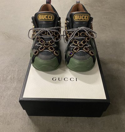 Gucci Flashtrek Leather Sneaker with Crystals