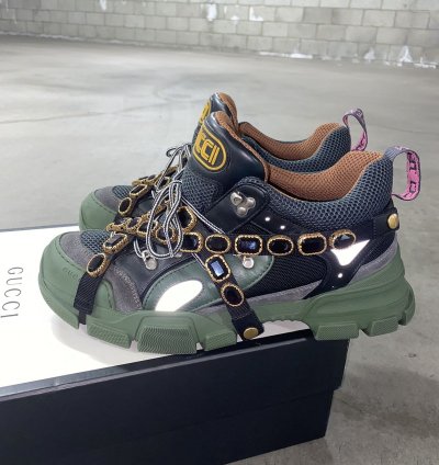 Gucci Flashtrek Leather Sneaker with Crystals