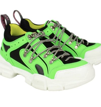 Gucci Flashtrek Neon Green Reflex Hiking Sneakers NEW