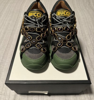 Gucci Flashtreks SEGA Green Removable crystals