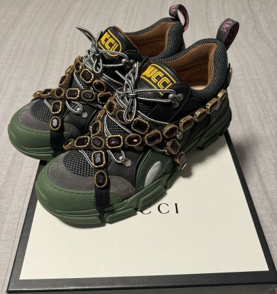 Gucci Flashtreks SEGA Green Removable crystals