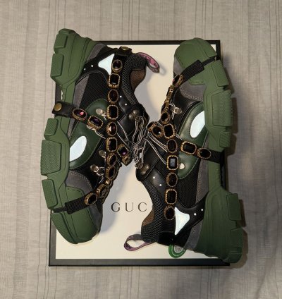 Gucci Flashtreks SEGA Green Removable crystals