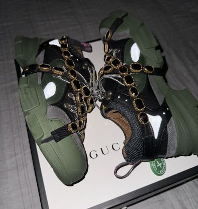 Gucci Flashtreks SEGA Green Removable crystals